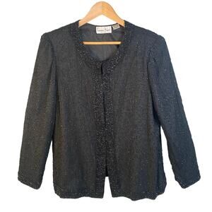 Laurence Kazar Jacket Women XL 100% Silk All‎ Over Beaded Formal Party Evening
